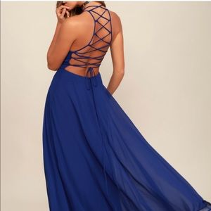 Lulu’s Strappy to be Here Royal Blue Maxi Dress